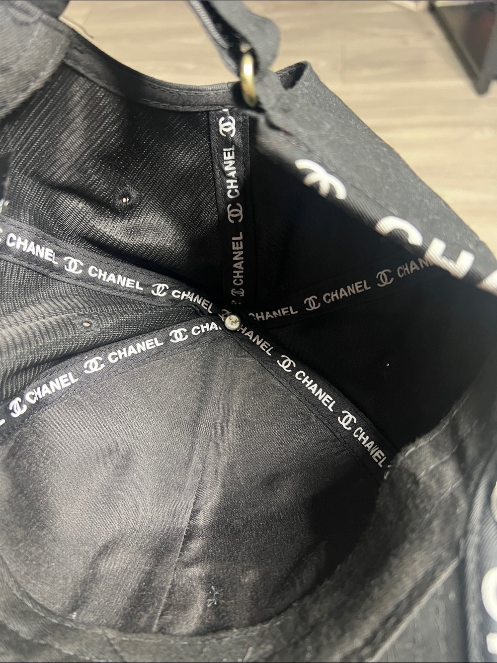 CHANEL Black Baseball Cap with White CC Logo and Brim Lettering - Picture 11 of 13